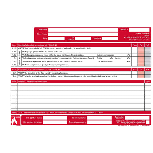AS1851 Logbook Water Storage Tanks (2 year) – Prime Fire Supplies Pty Ltd