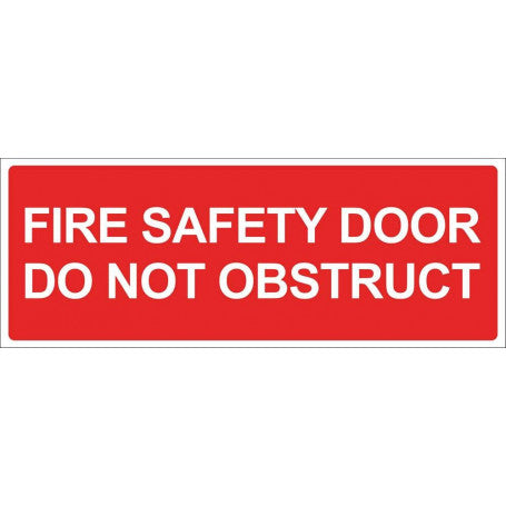 Fire Safety Door Do Not Obstruct - Vinyl Sticker - Red - 300 x 125mm